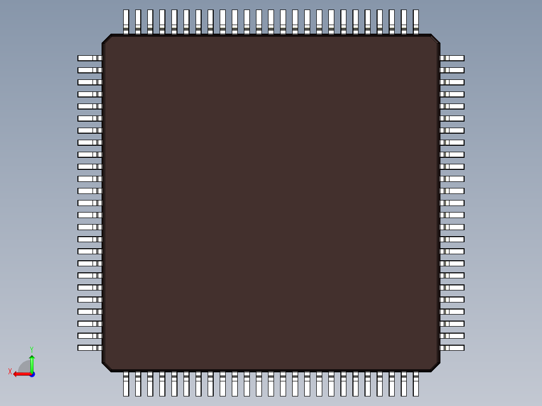 集成电路贴片100引脚封装TQFP 14x 14毫米后视图