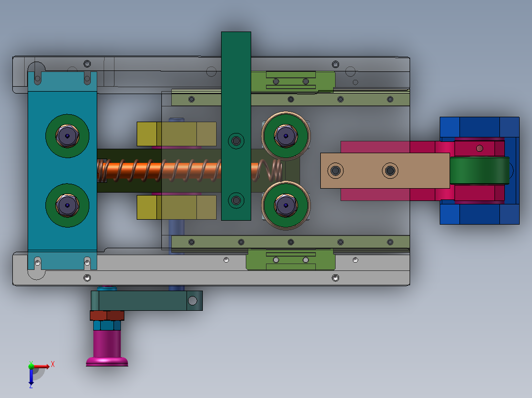 带定位针的机械拉料装置sw18可编辑俯视图