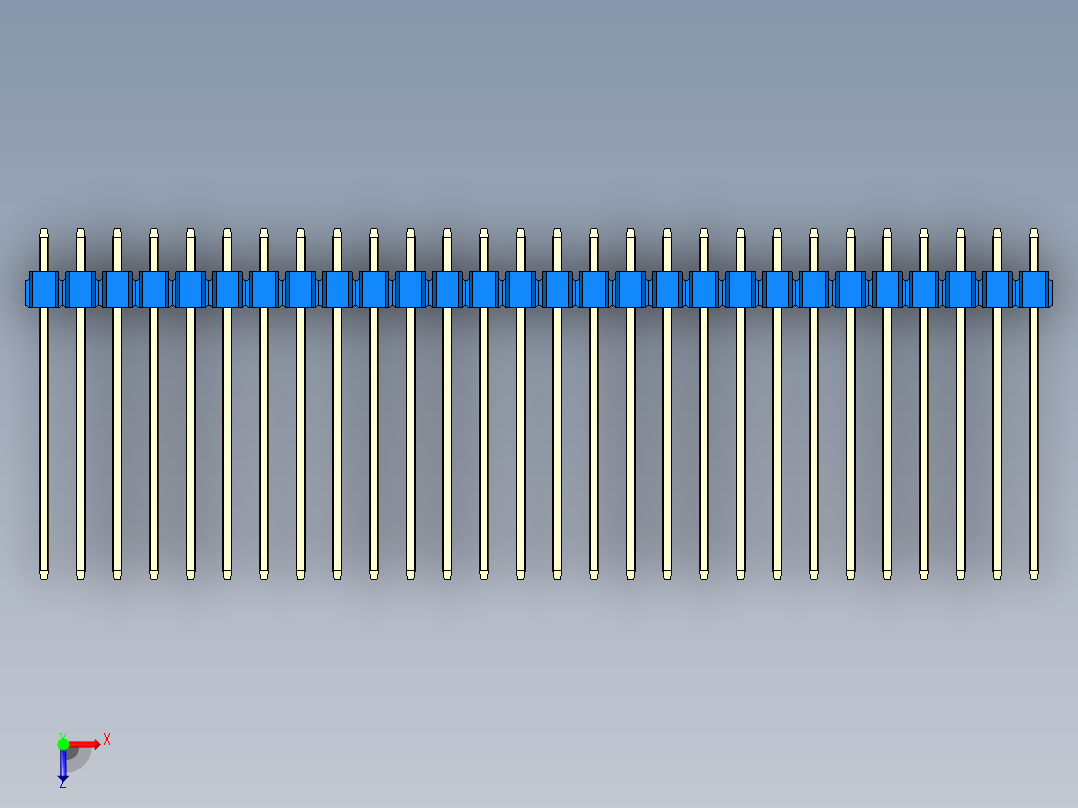 彩色公头100mil（2.54mm）系列-DS1021_blue_2x28p_100mil_Type19_rev1.0俯视图