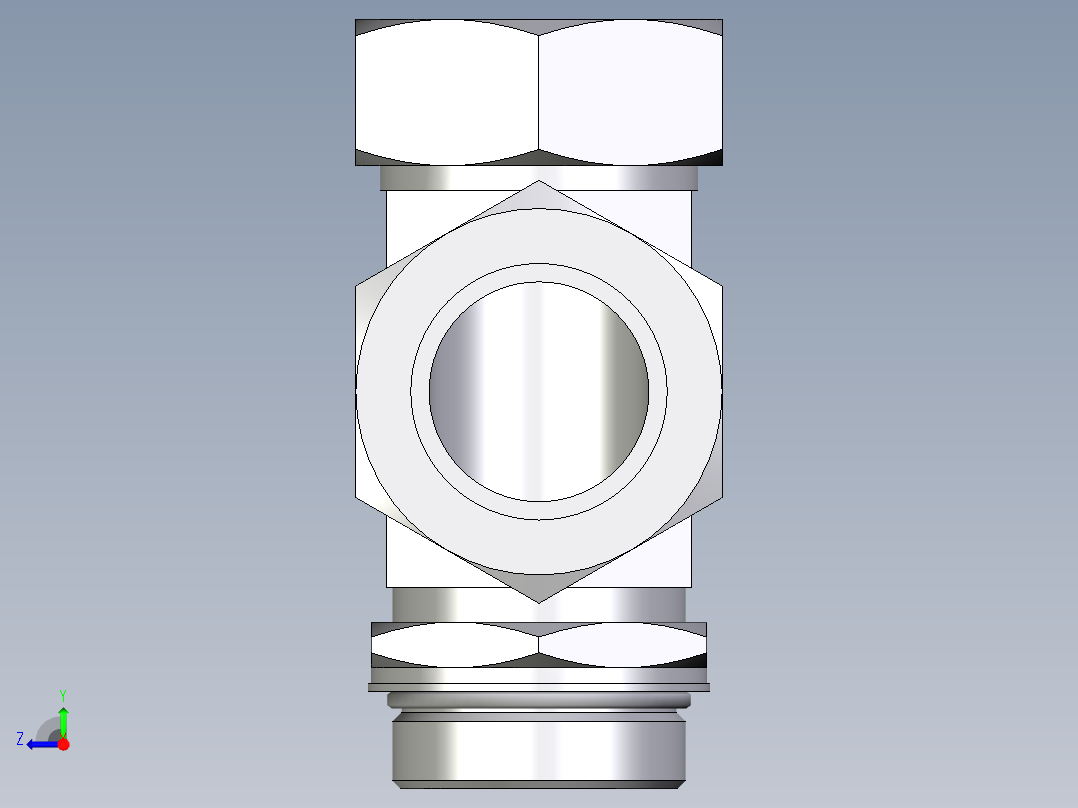 卡套式工业通用硬管接头EO_Adjustable_locknut_run_tee_LEE42LMORCF右视图