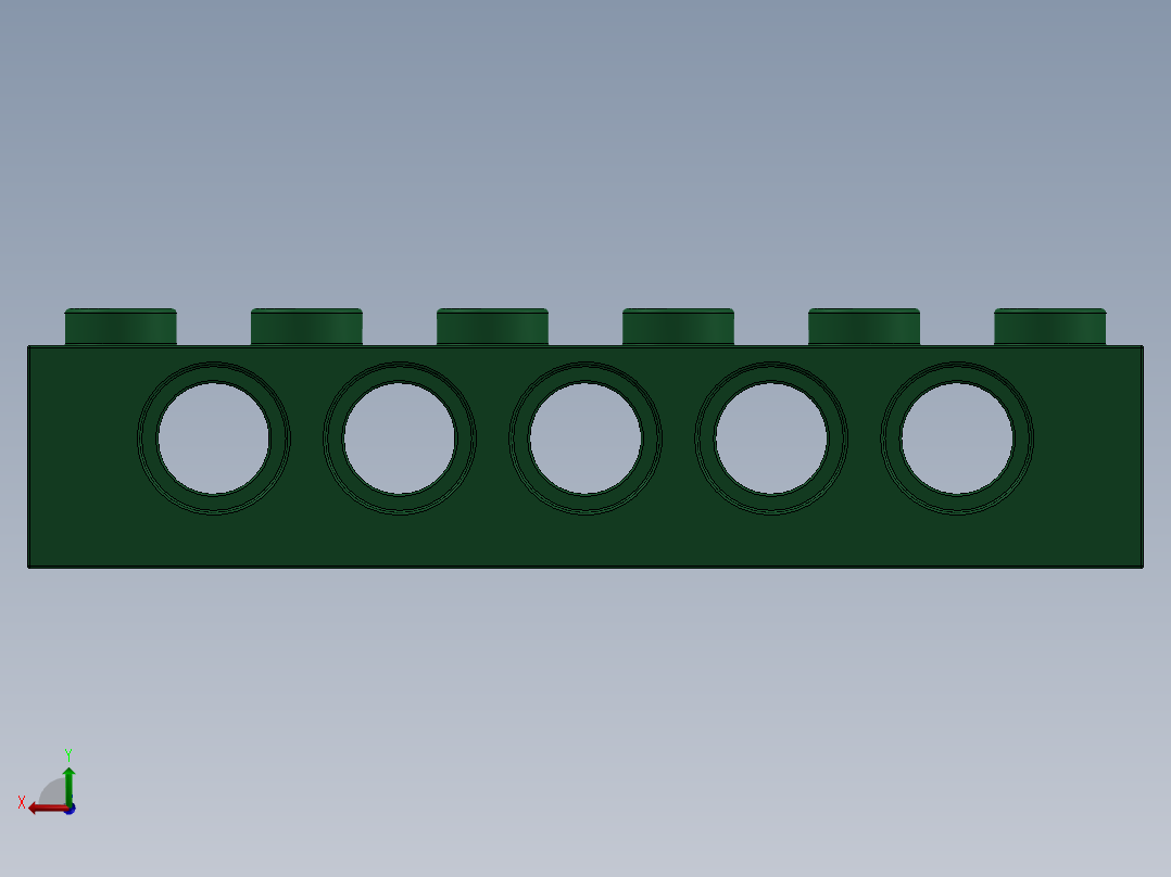 乐高机械组积木（横梁）-4200558 - 3894 Dark Green Technic Brick 1 x 6 with Holes后视图