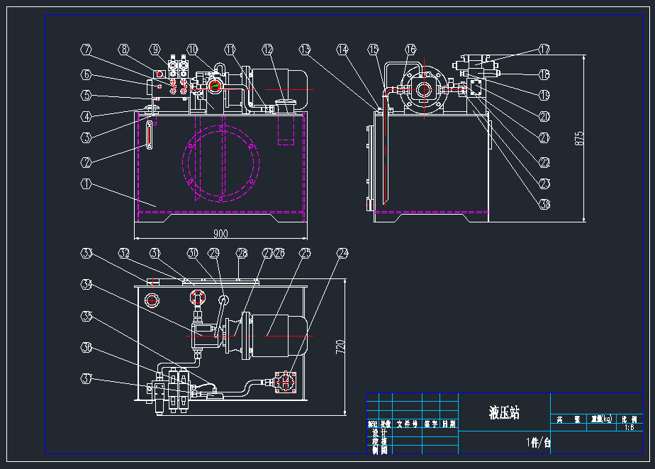 小型液压站CAD图纸