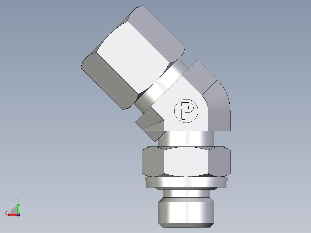 卡套式工业通用硬管接头EO_Adjustable_locknut_45_deg_elbow_VEE08ZSMCF后视图
