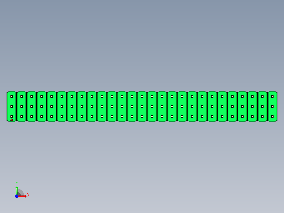 彩色公头100mil（2.54mm）系列-DS1021_green_3x27p_100mil_Type19_rev1.0前视图