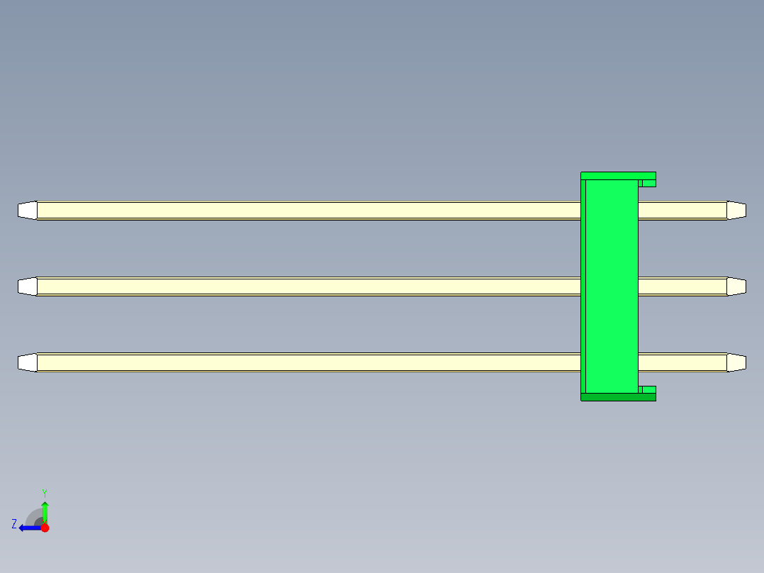 彩色公头100mil（2.54mm）系列-DS1021_green_3x27p_100mil_Type19_rev1.0右视图