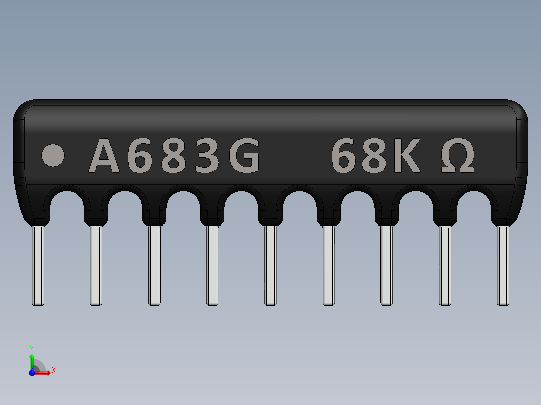 电容器 二极管 电阻器-Resistor Network 68K Ohm 9-Pin前视图