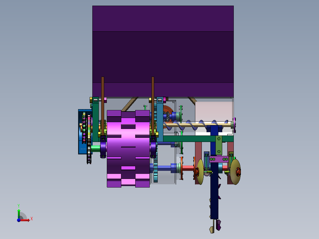果园开沟施肥机的设计【三维SolidWorks】前视图