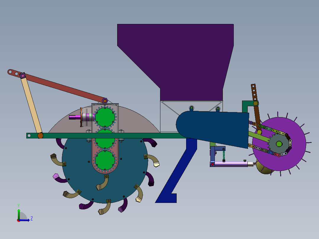果园开沟施肥机的设计【三维SolidWorks】左视图