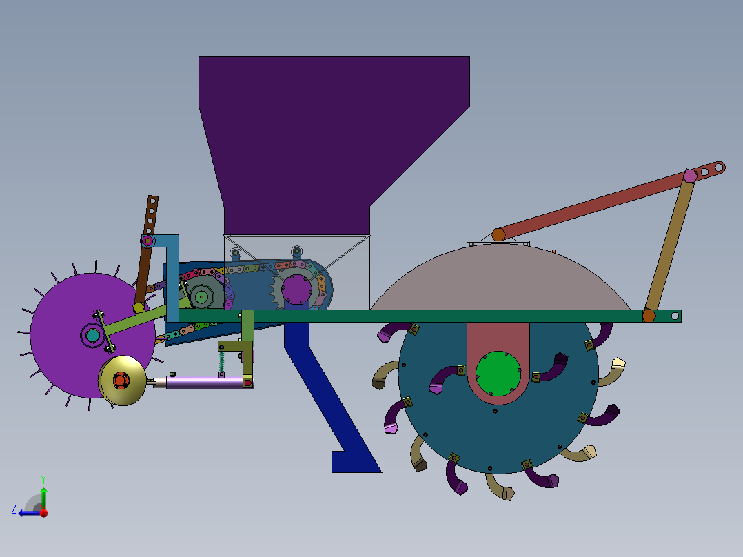 果园开沟施肥机的设计【三维SolidWorks】右视图