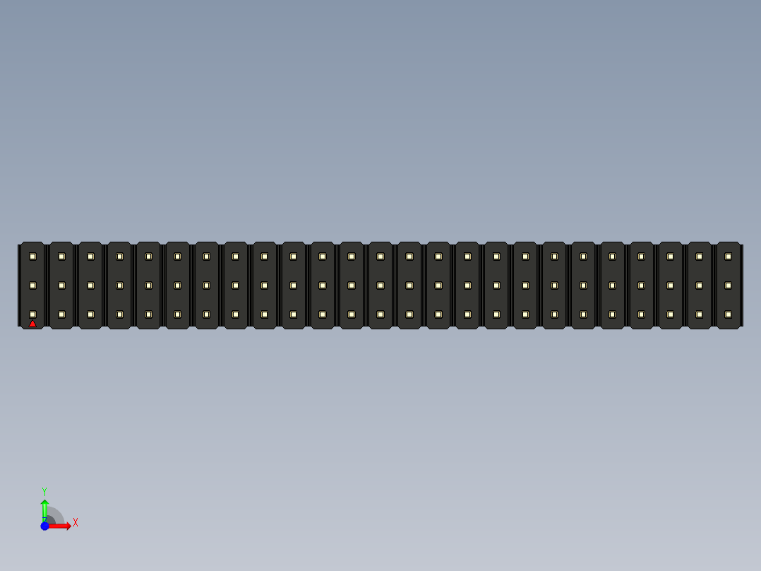 彩色公头100mil（2.54mm）系列-DS1021_black_3x25p_100mil_Type1_rev1.0前视图