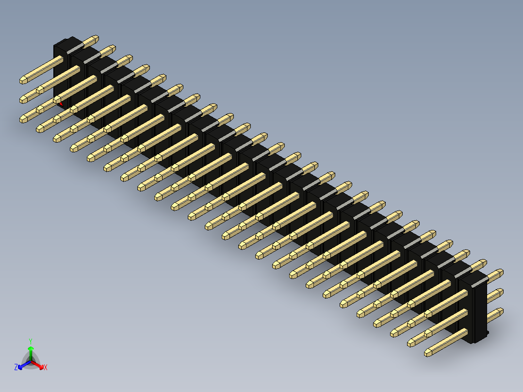 彩色公头100mil（2.54mm）系列-DS1021_black_3x25p_100mil_Type1_rev1.0正等轴测图