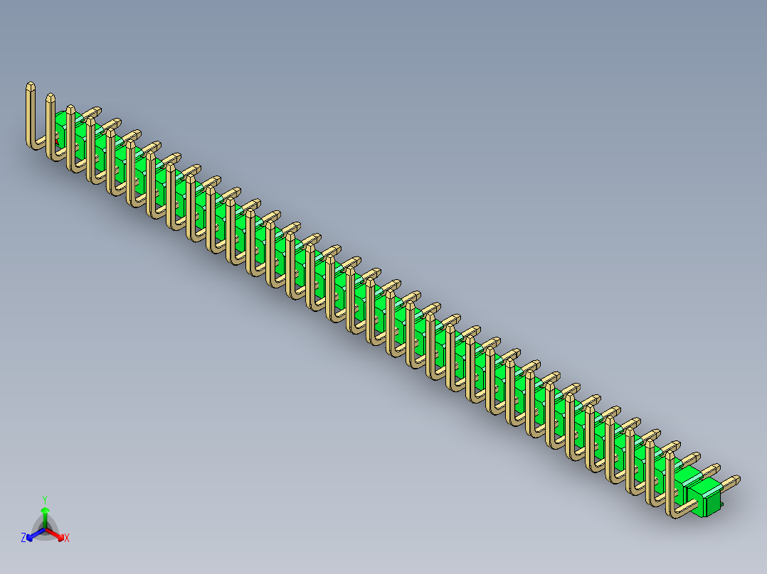 彩色公排针 100mil 2.54mm 系列-DS1022_green_33p_100mil_TypeU_rev1.0