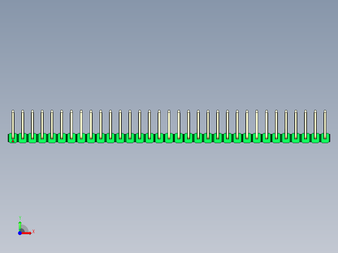 彩色公排针 100mil 2.54mm 系列-DS1022_green_33p_100mil_TypeU_rev1.0前视图