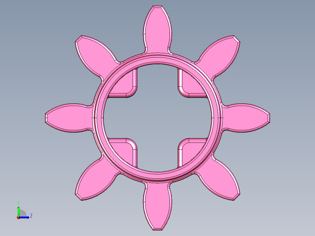 3647 Bright Purple Technic Gear 8 Tooth.STEP左视图