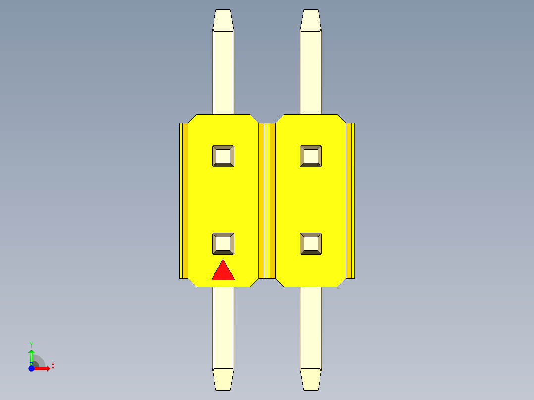 彩色公排针 100mil 2.54mm 系列-DS1022_yellow_04p_100mil_TypeSMT_rev1.0前视图