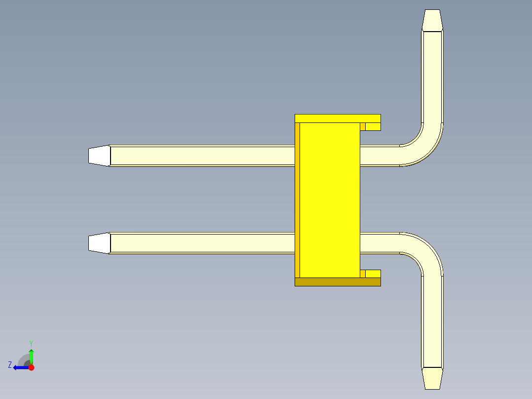 彩色公排针 100mil 2.54mm 系列-DS1022_yellow_04p_100mil_TypeSMT_rev1.0右视图