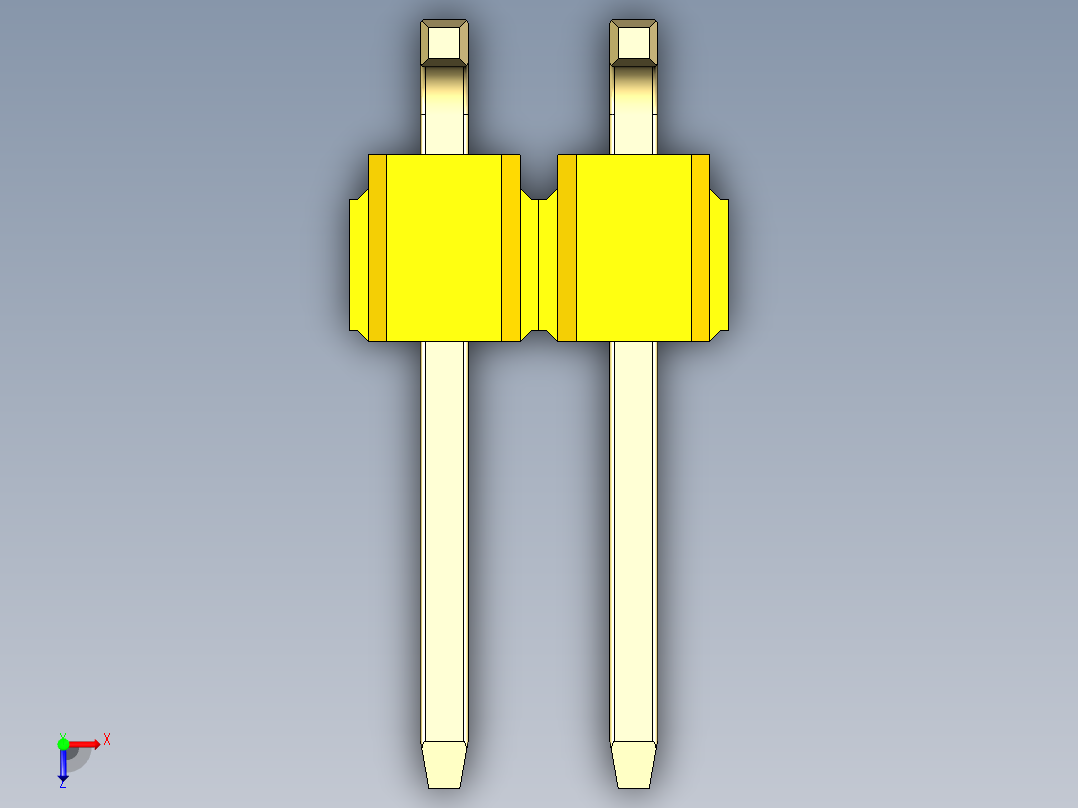彩色公排针 100mil 2.54mm 系列-DS1022_yellow_04p_100mil_TypeSMT_rev1.0俯视图