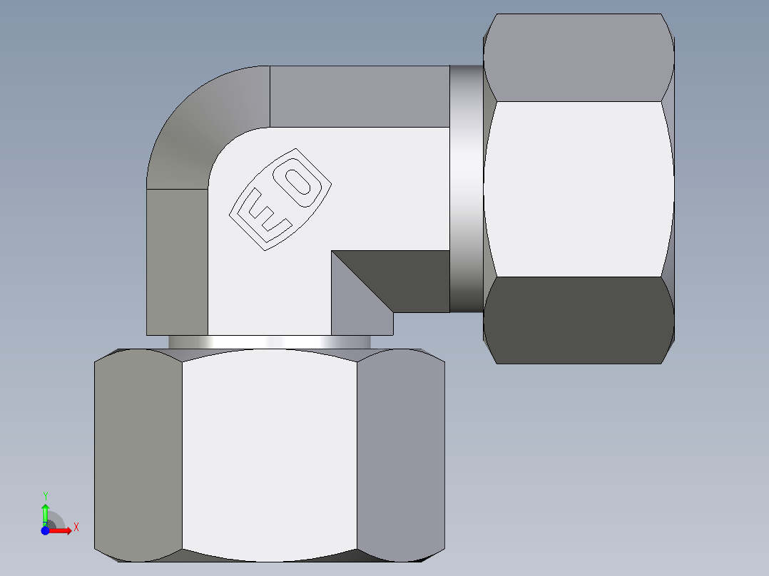 卡套式工业通用硬管接头EO_Swivel_nut_elbow_EW15ZLCF前视图