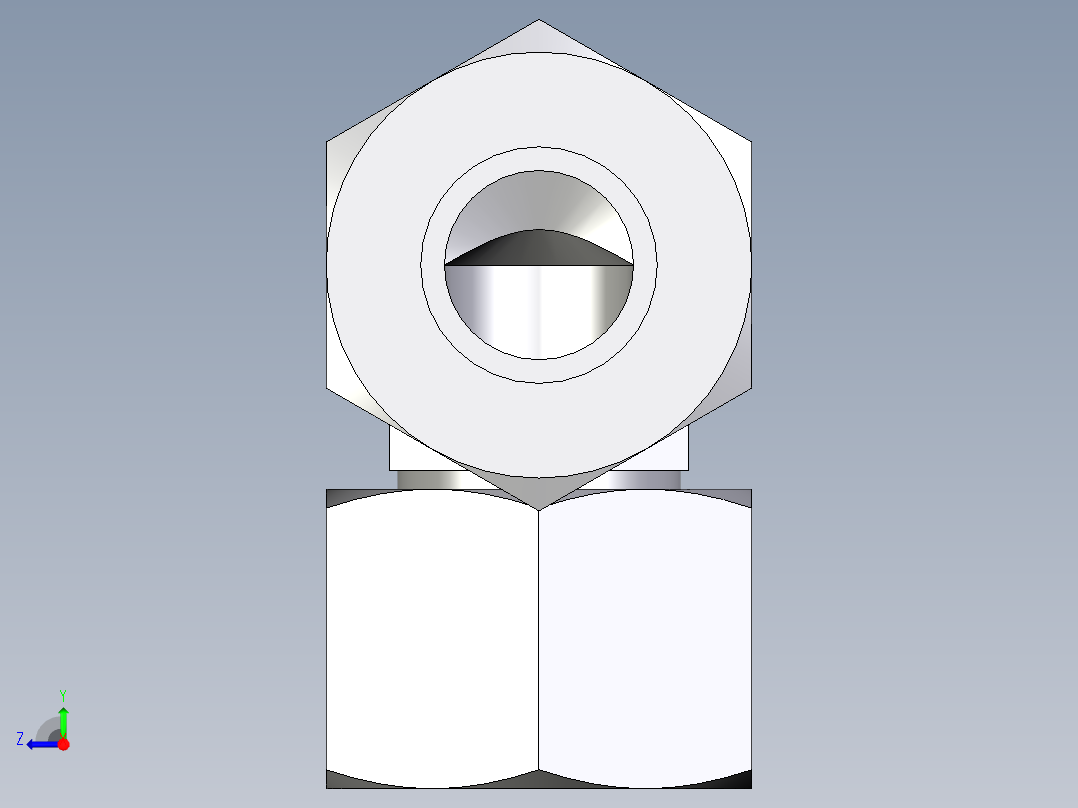 卡套式工业通用硬管接头EO_Swivel_nut_elbow_EW15ZLCF右视图