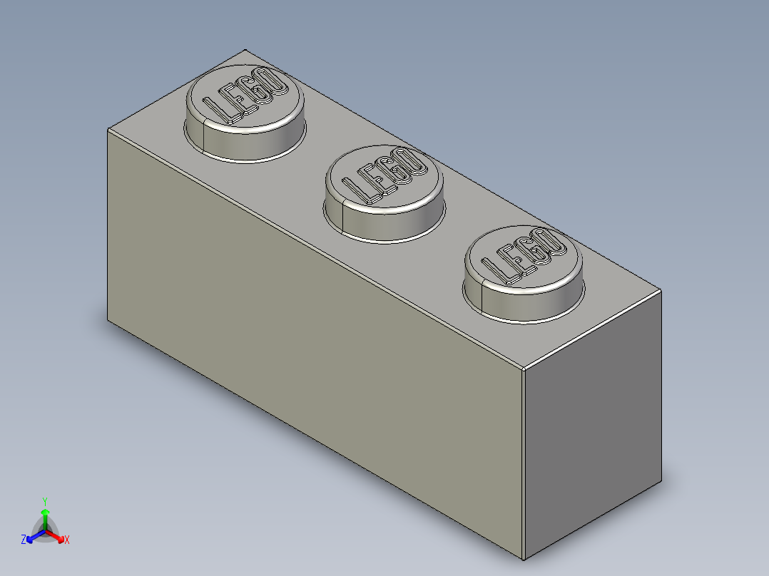 乐高套装 4421基本积木-4211428 - 3622 Medium Stone (Light Bluish) Grey Brick 1 x 3.STEP正等轴测图