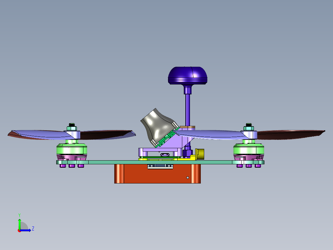 竞速四轴方形无人机左视图