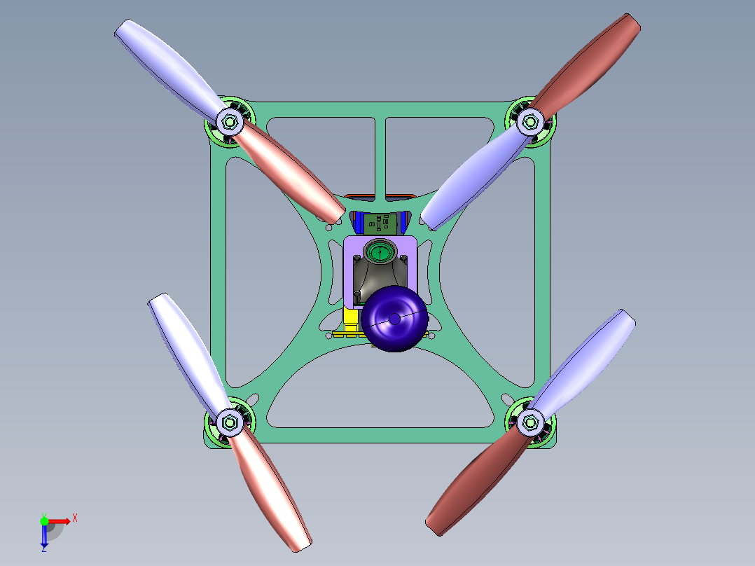 竞速四轴方形无人机俯视图