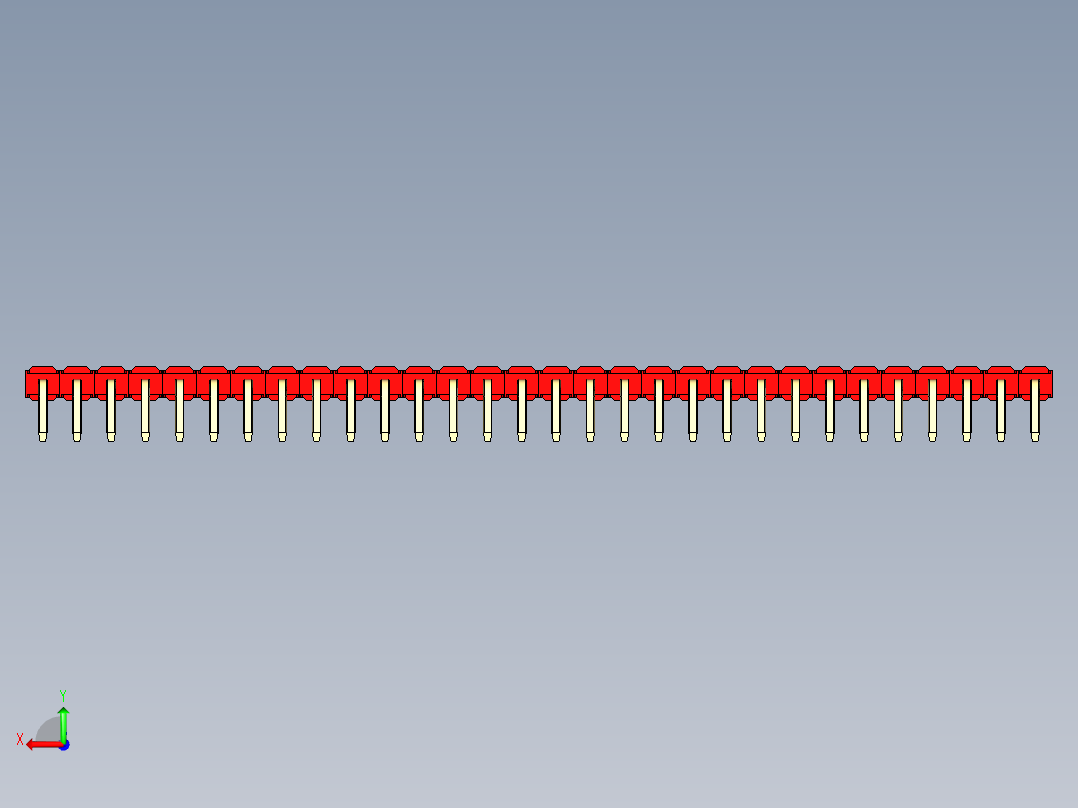 彩色公排针 100mil 2.54mm 系列-DS1022_red_1x30p_100mil_TypeD_rev1.0后视图