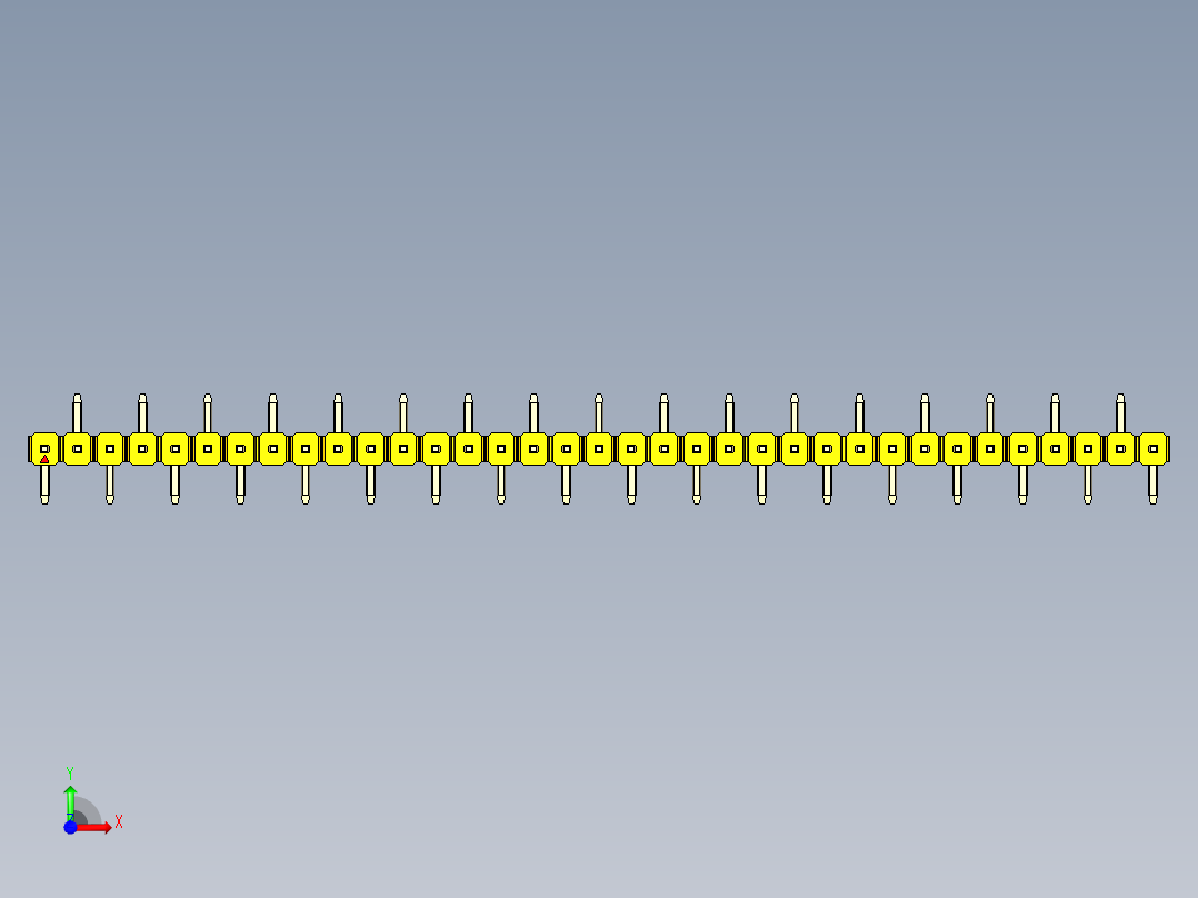 彩色公排针 100mil 2.54mm 系列-DS1022_yellow_35p_100mil_Type_SMT_R2_rev1.0前视图