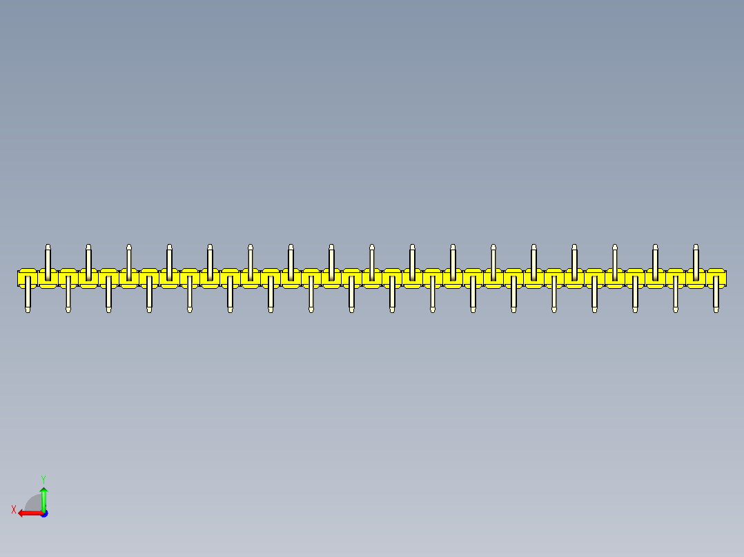 彩色公排针 100mil 2.54mm 系列-DS1022_yellow_35p_100mil_Type_SMT_R2_rev1.0后视图