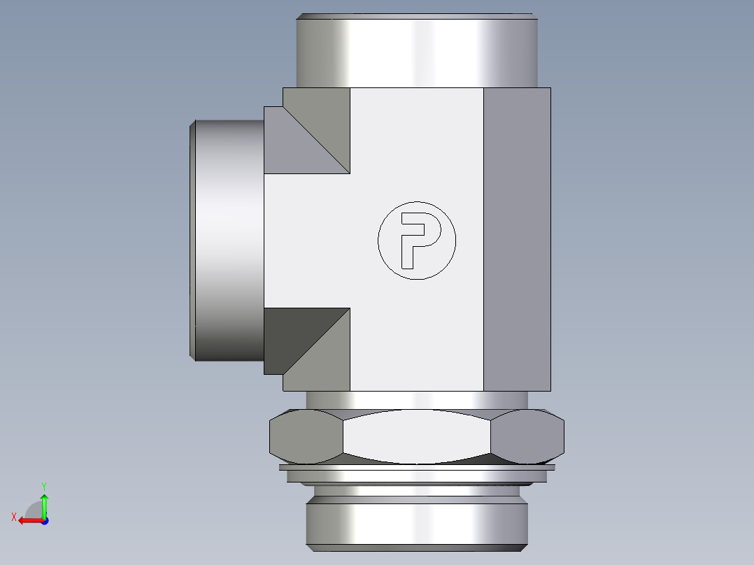 卡套式工业通用硬管接头EO_Adjustable_locknut_run_tee_LEE42LROMDCF后视图