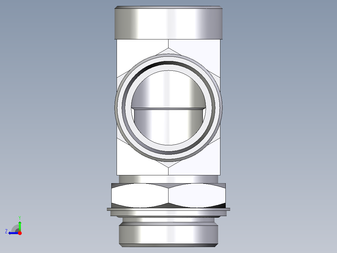 卡套式工业通用硬管接头EO_Adjustable_locknut_run_tee_LEE42LROMDCF右视图