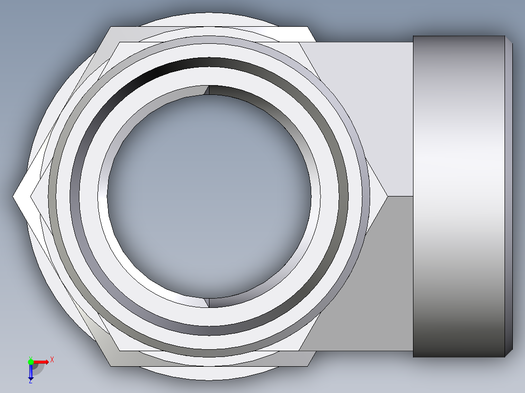 卡套式工业通用硬管接头EO_Adjustable_locknut_run_tee_LEE42LROMDCF俯视图