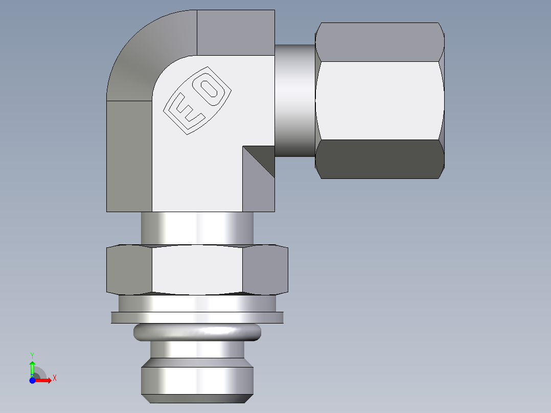 卡套式工业通用硬管接头EO_Adjustable_Locknut_elbow_WEE06ZLLMORCF前视图