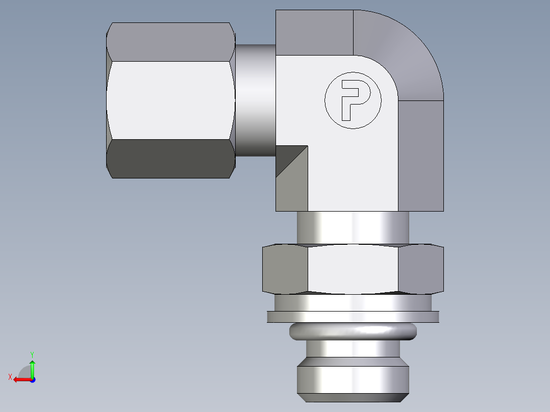卡套式工业通用硬管接头EO_Adjustable_Locknut_elbow_WEE06ZLLMORCF后视图