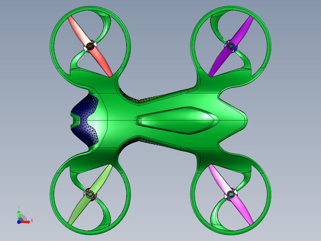 封闭机身四轴飞行器前视图