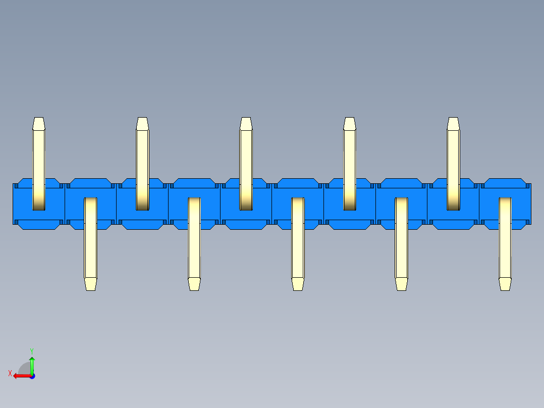 彩色公排针 100mil 2.54mm 系列-DS1022_blue_10p_100mil_Type_SMT_R2_rev1.0后视图