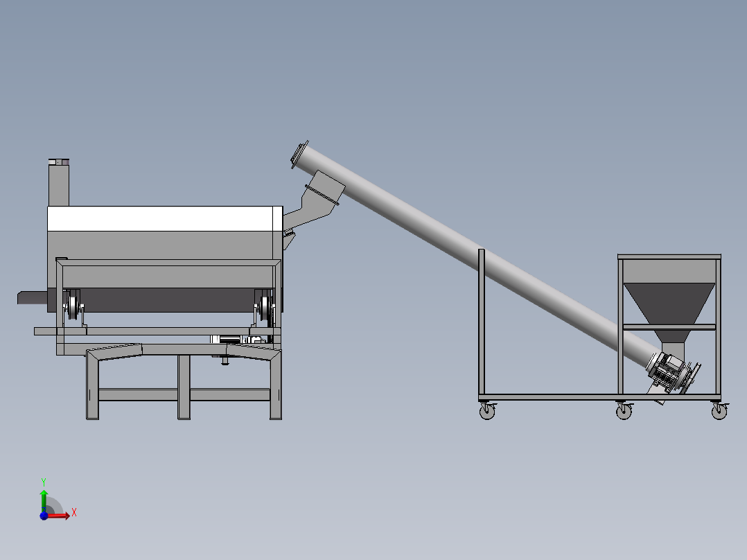 粮食烘干机设计资料含SW模型图纸+CAD前视图