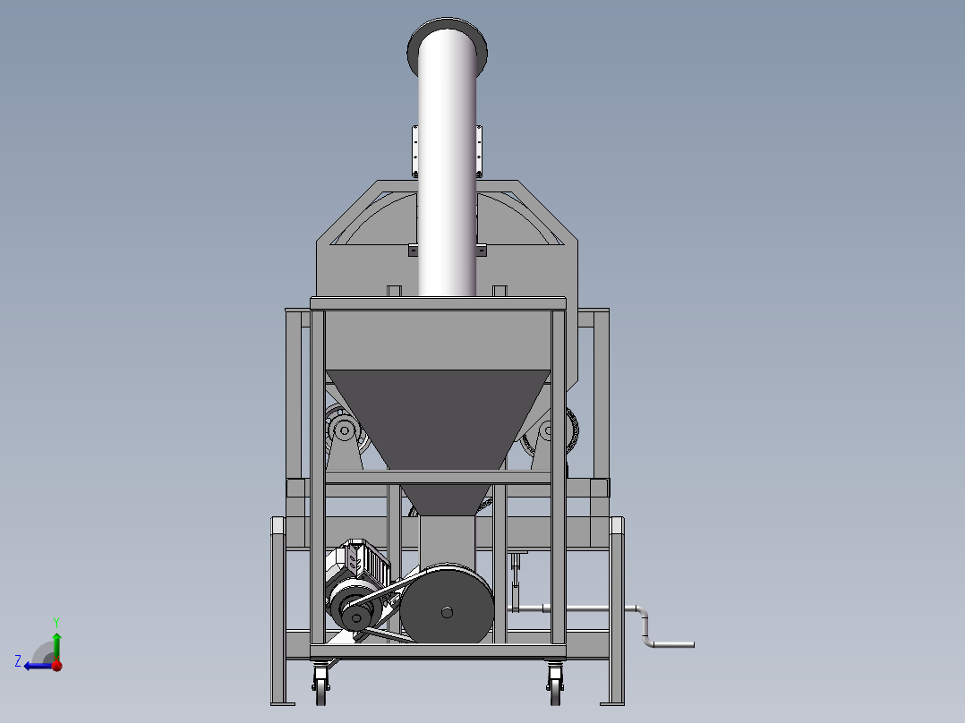 粮食烘干机设计资料含SW模型图纸+CAD右视图