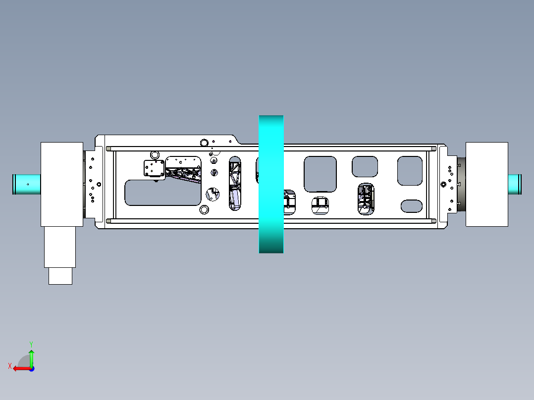 后纵梁液压四轴转台夹具后视图
