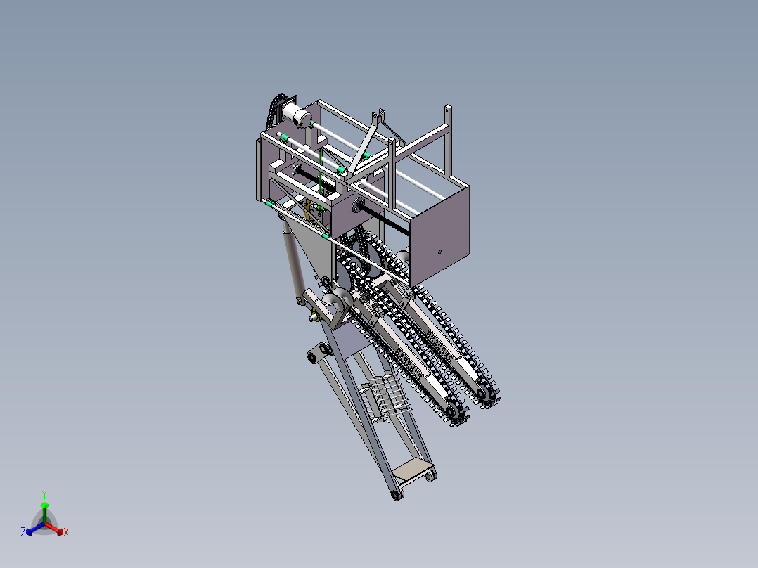 山药收获机的设计正等轴测图