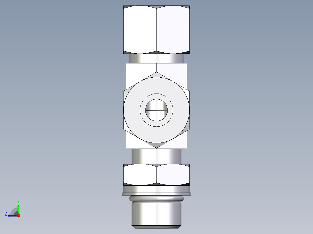 卡套式工业通用硬管接头EO_Adjustable_locknut_run_tee_LEE12ZSMORCF右视图
