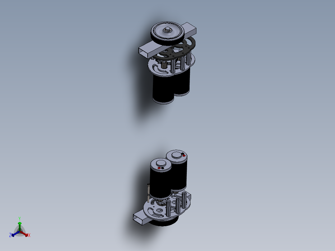 Cim Gear齿轮箱模型3D图纸 Solidworks设计正等轴测图