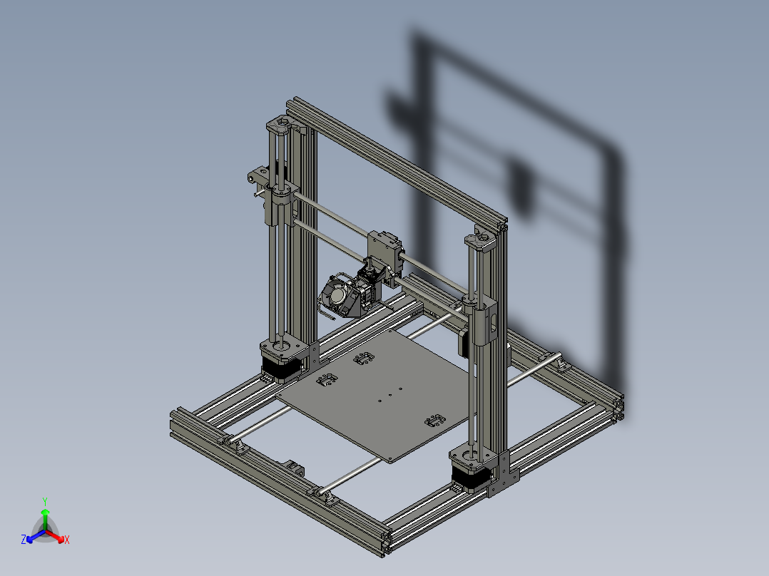 3D打印机模型3D正等轴测图