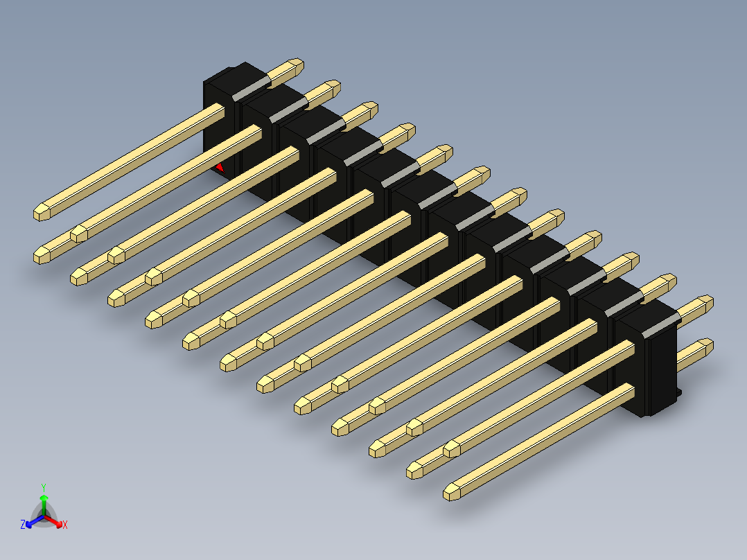 彩色公头100mil（2.54mm）系列-DS1021_black_2x12p_100mil_Type5_rev1.0正等轴测图