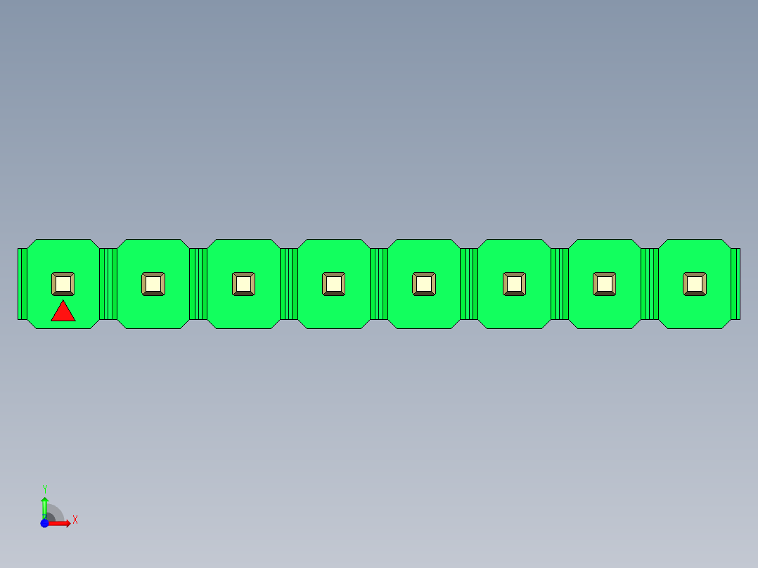 彩色公头100mil（2.54mm）系列-DS1021_green_1x08p_100mil_Type1_rev1.0前视图
