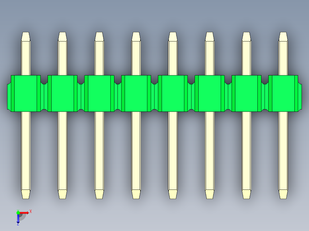 彩色公头100mil（2.54mm）系列-DS1021_green_1x08p_100mil_Type1_rev1.0俯视图