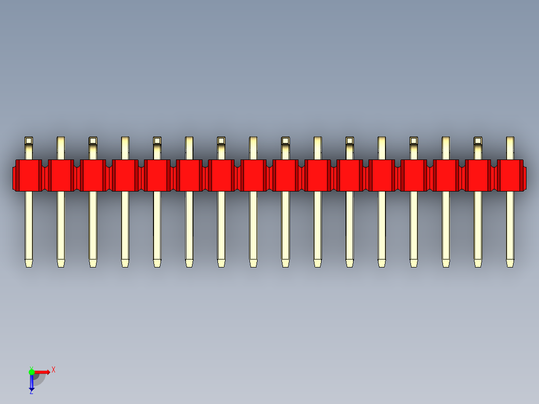 彩色公排针 100mil 2.54mm 系列-DS1022_red_16p_100mil_Type_SMT_R1_rev1.0俯视图