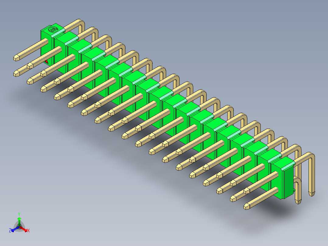 彩色公排针 100mil 2.54mm 系列-DS1022_green_2x18p_100mil_TypeD_rev1.0