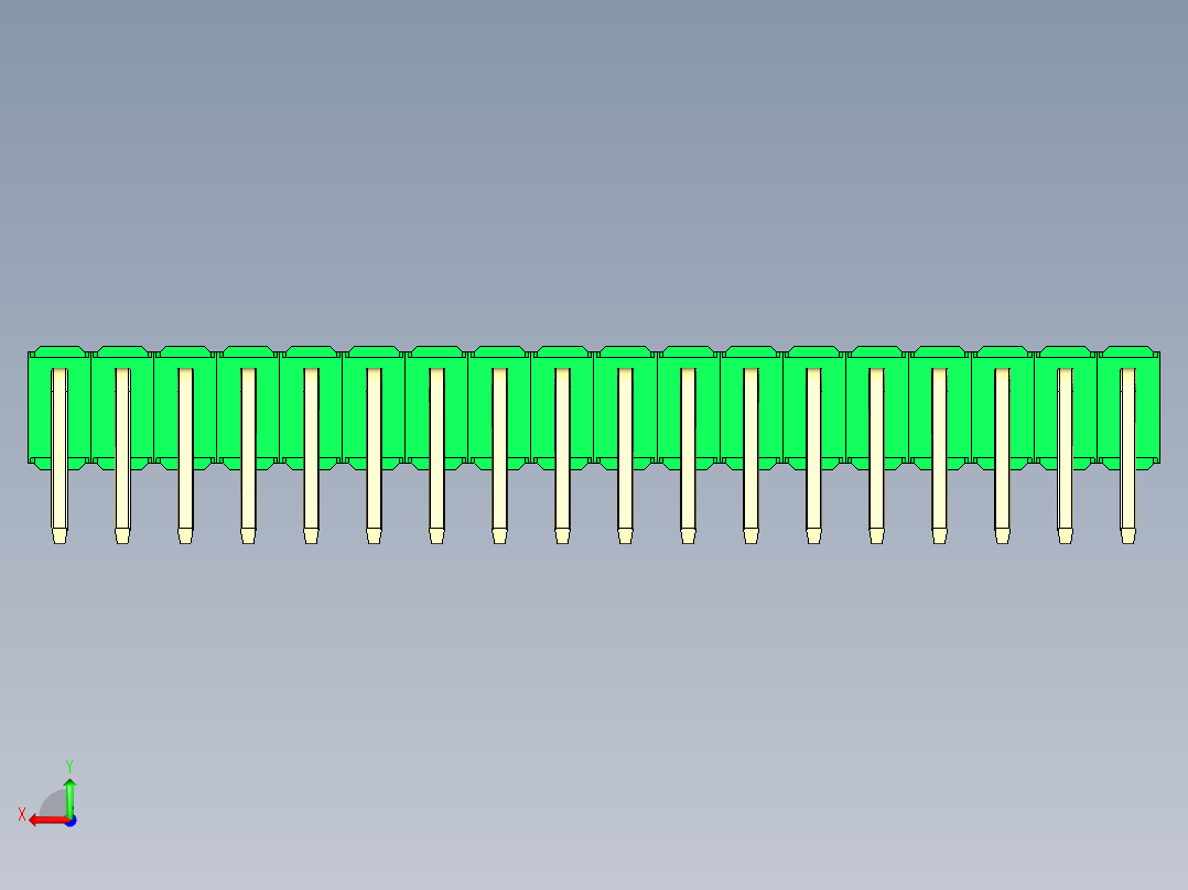 彩色公排针 100mil 2.54mm 系列-DS1022_green_2x18p_100mil_TypeD_rev1.0后视图
