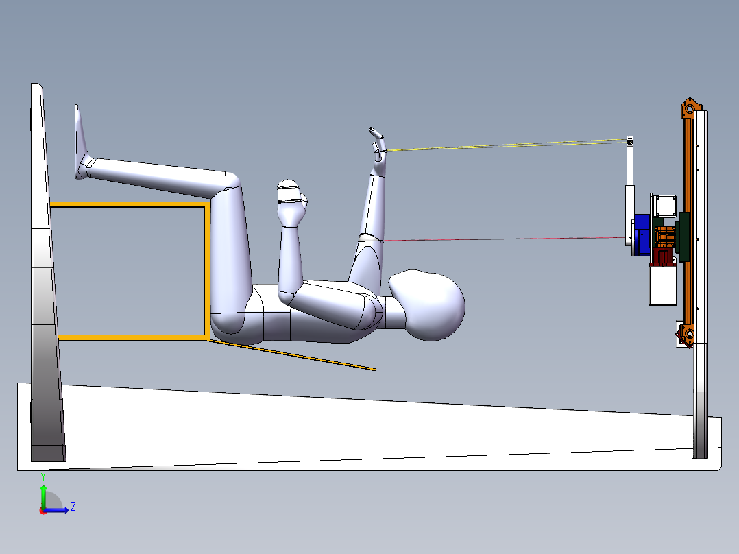 多自由度绳牵引上肢康复机器人三维SW模型左视图